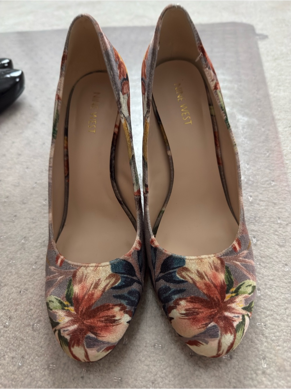Nine West Floral Pointed-Toe Pumps in Rust, Navy, Green